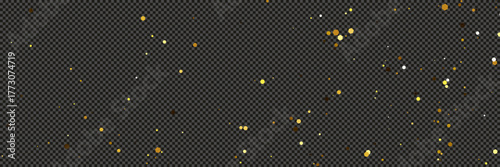 Gold glittering dust with stars on transparent backdrop