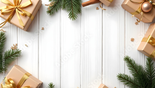 christmas greeting card with fir branches