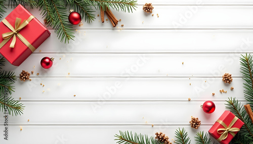 christmas greeting card with christmas tree branches