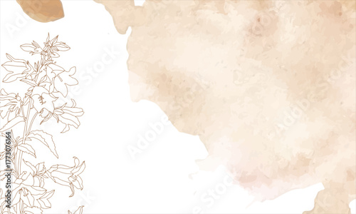 Illustration vector graphic of delicate hand-drawn botanical flowers in earthy tones with soft watercolor texture background. Perfect for invitations, botanical art, greeting cards, minimalist design