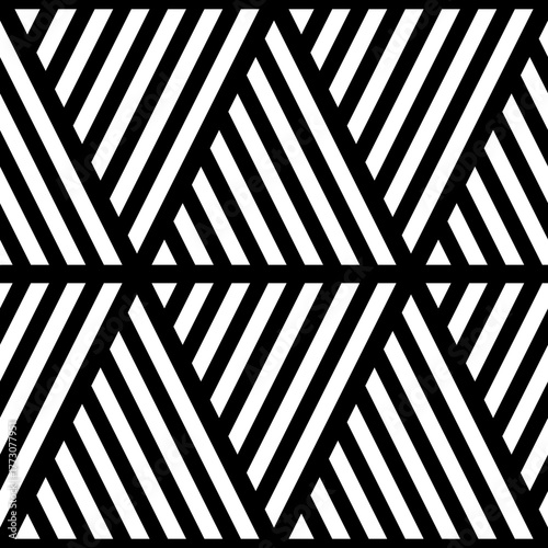 White diagonal strokes on black background. Seamless surface pattern design with linear ornament. Slanted lines wallpaper. Hash stroke motif. Digital paper with angled stripes for print. Vector shapes