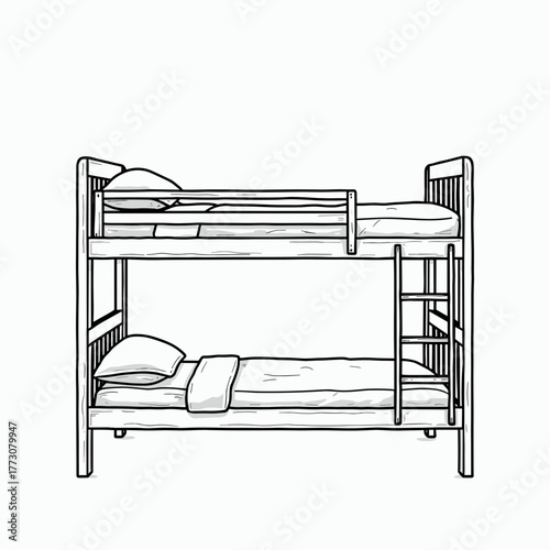 Bunk bed design with two mattresses and simple ladder setup  