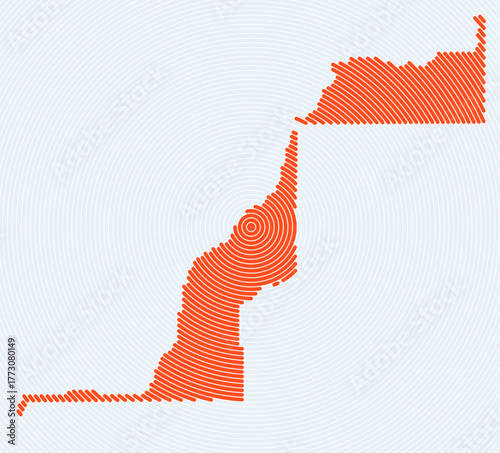 Western Sahara shape rings. Country map formed by stacked circles. Western Sahara boundary shape design. Artistic vector illustration.
