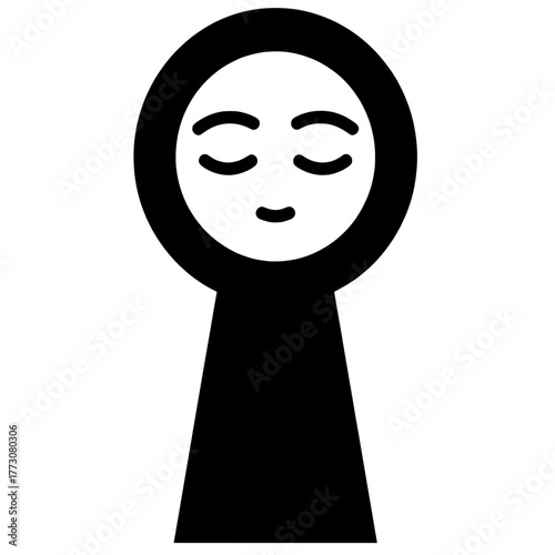 Unlocking Inner Peace Vector Icon of Face in Keyhole

