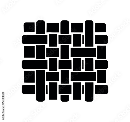 woven mat panel flat black solid vector illustration isolated on white background