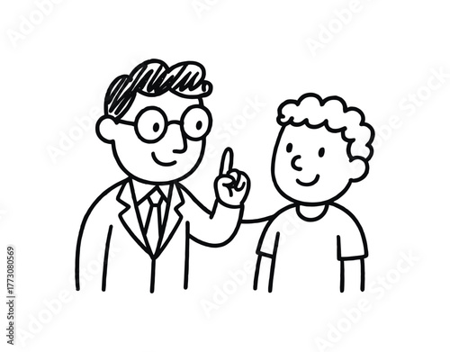 hand drawn cute doodle style mentorship partner vector line illustration line isolated on white background