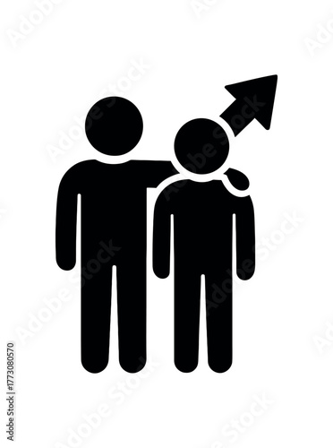 mentorship partner flat black solid vector illustration isolated on white background