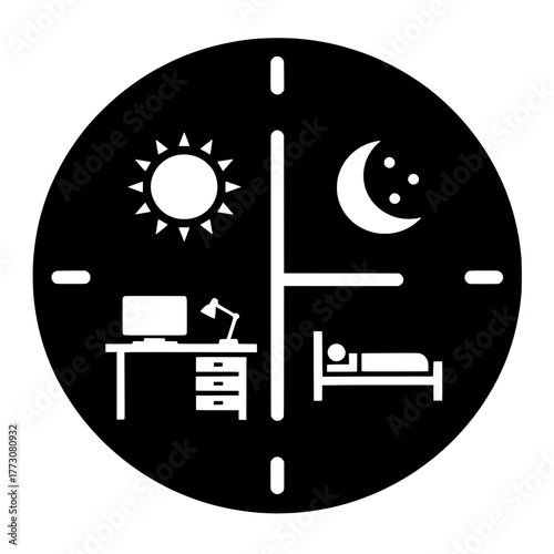 Work-Life Balance Vector Clock for Daily Routine
