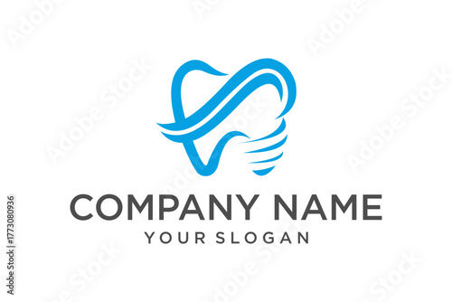 Modern Abstract Blue Tooth Logo Design with Wave Elements for Dental Clinic and Oral Health Branding