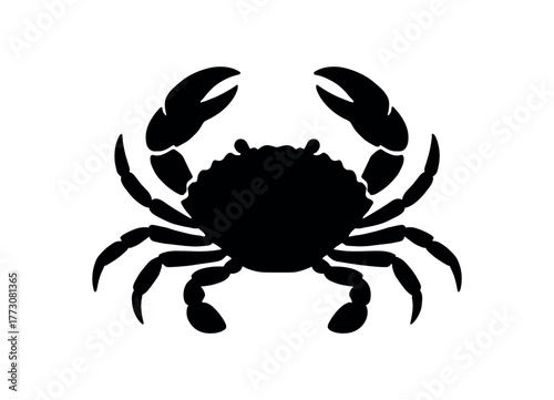 sea crab flat black solid vector illustration isolated on white background