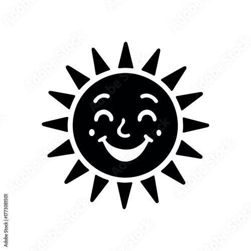 bright demeanor flat black solid vector illustration isolated on white background