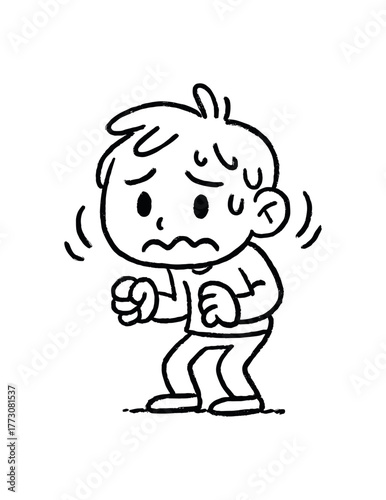 hand drawn cute doodle style tense stance vector line illustration line isolated on white background