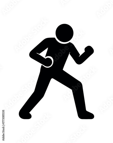 tense stance flat black solid vector illustration isolated on white background