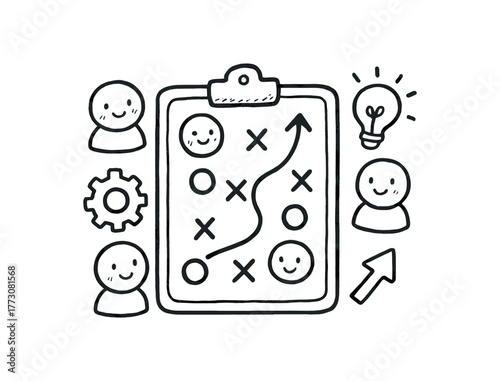 hand drawn cute doodle style strategic organizer vector line illustration line isolated on white background