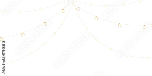 Christmas bulbs twinkle with gentle shine, festive garland string light PNG