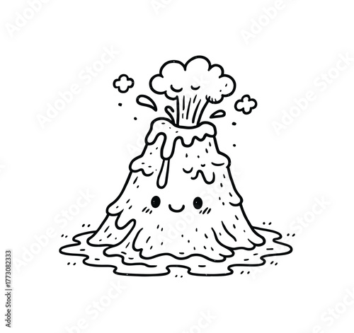 hand drawn cute doodle style lava tower vector line illustration line isolated on white background