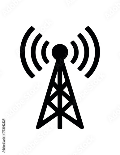 signal beacon mast flat black solid vector illustration isolated on white background