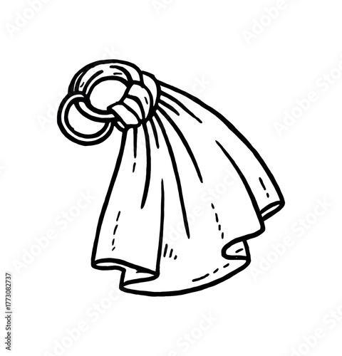 hand drawn cute doodle style ring sling throw vector line illustration line isolated on white background
