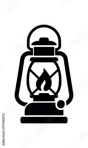 camp lantern light flat black solid vector illustration isolated on white background