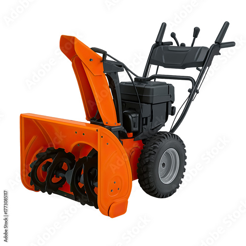 Two stage snow blower with auger, chute and deep tread wheels Cutout Transparent PNG