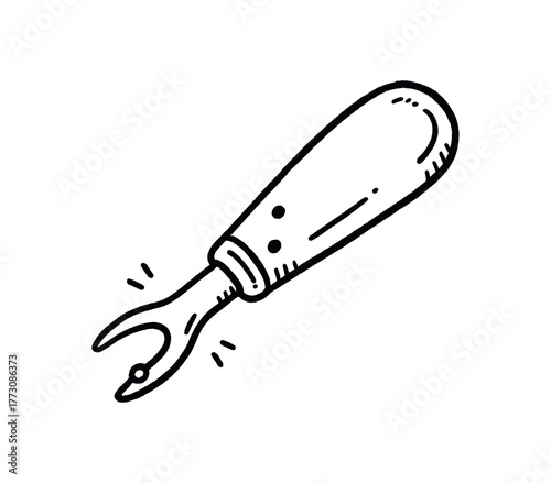 hand drawn cute doodle style garment seam trimmer vector line illustration line isolated on white background