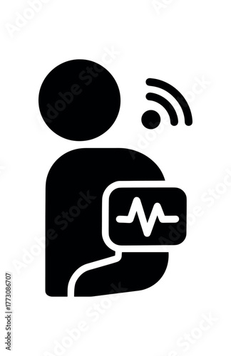 bio patch reader flat black solid vector illustration isolated on white background