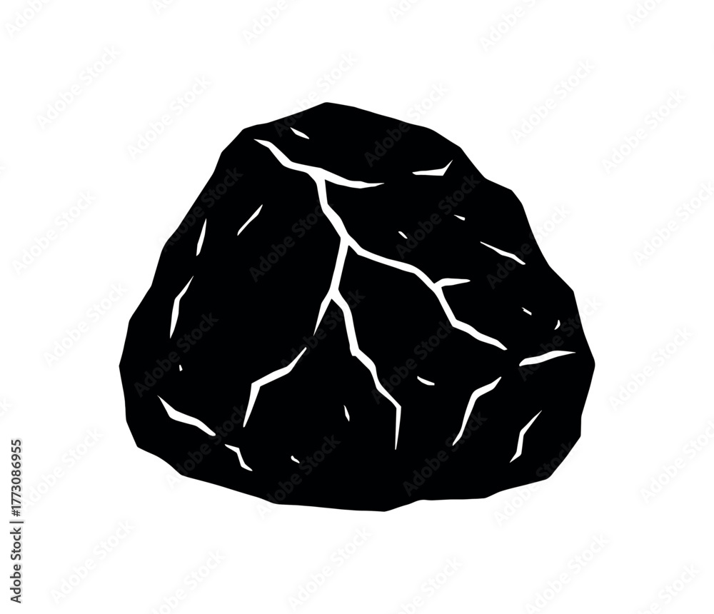 Obraz premium chalkstone rock flat black solid vector illustration isolated on white background