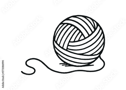 hand drawn cute doodle style woolen thread vector line illustration line isolated on white background