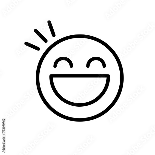 Minimalist happy laughing emoji face icon
