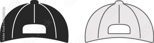 Baseball cap back view, adjustable strap, headwear icon, fashion accessory, sports cap, minimal design, flat vector illustration