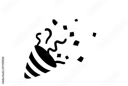 Colorful exploding party popper with confetti and streamers
