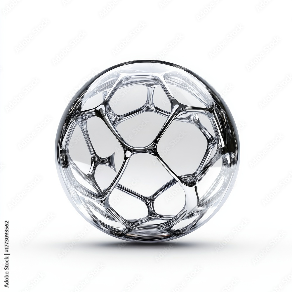 Naklejka premium Chrome Sphere Abstract Geometric Design on White, futuristic , 3d render