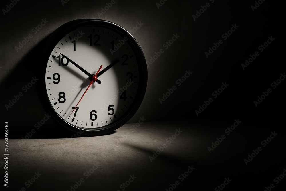 custom made wallpaper toronto digitalUrgent ticking clock with bold red second hand and dramatic shadows on concrete