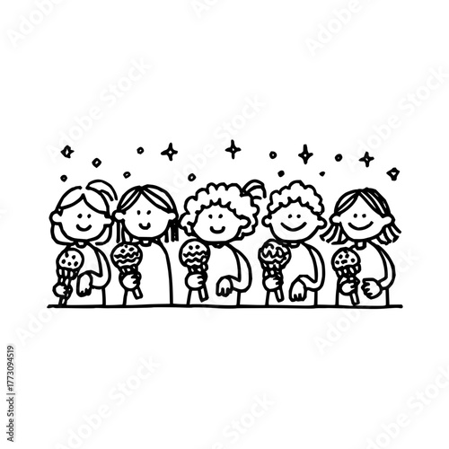 Illustration of children holding maracas for music class or party celebration vector art design idea