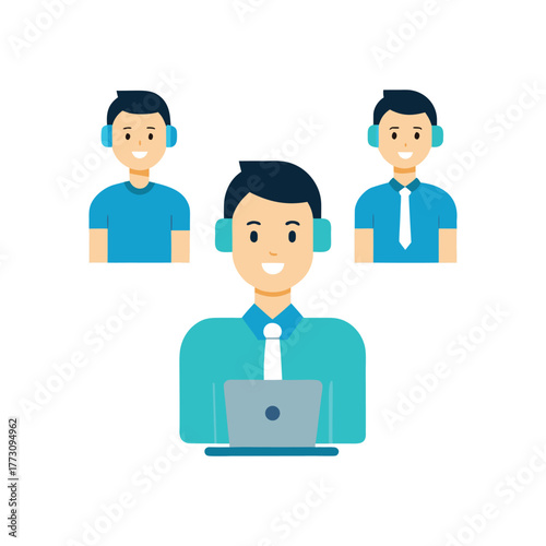 Office Worker in Video Conference Call Illustration