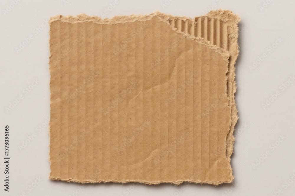 Obraz premium Ripped corrugated cardboard edge with fibers high resolution natural brown texture pack