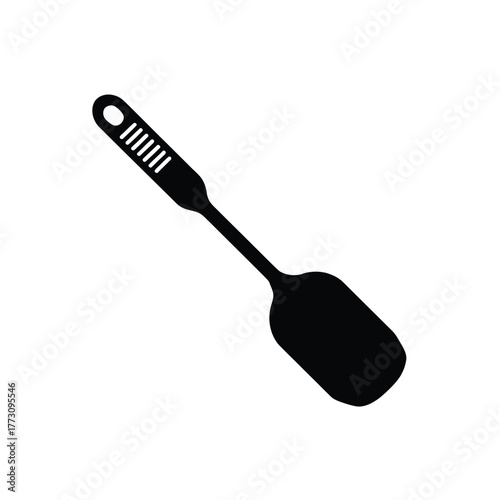 Spatula Kitchen Utensil Icon - Flat Black Silhouette on White Background