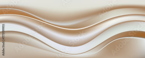Liquid cream background. Beige and white. 3d rendering. vector illustrations