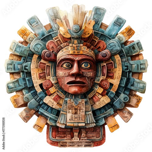 National Museum Of Anthropology, watercolor illustration vector, isolated on a white background.