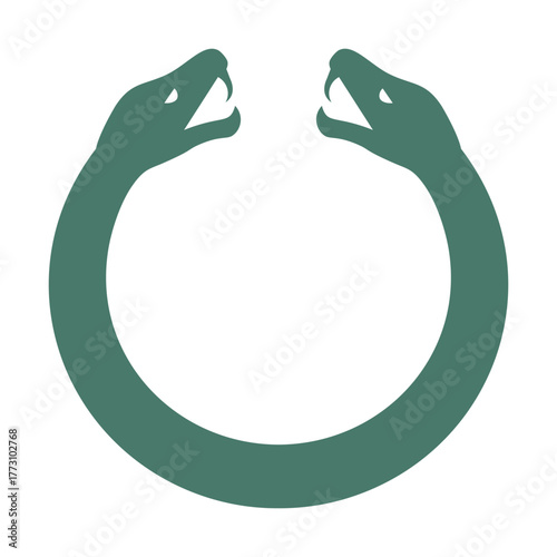 Green Double Ouroboros Snake Heads Icon