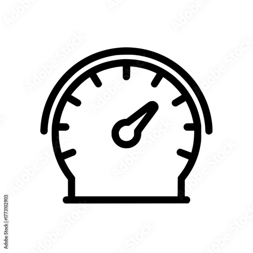 Illustration of a speedometer with needle indicating speed on a circular gauge with lines and markings