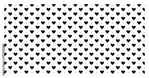 Seamless vector pattern with hearts and polka dots. Cute romantic background for Valentines Day.