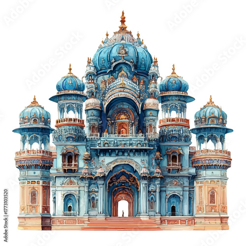 Canvas Print watercolor of Mysore Palace, vector, isolated on a white background