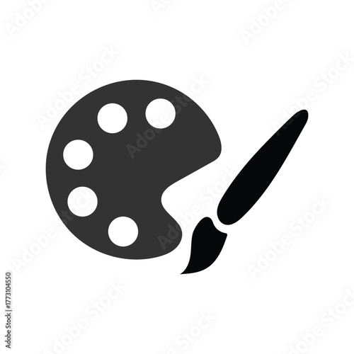 Art Palette and Paint Brush Icon – Creative Design Symbol for Art Studio, Drawing, and Painting Concepts