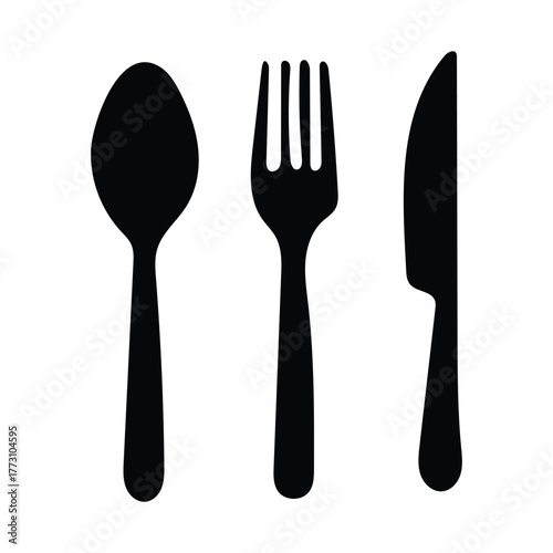MobilSpoon Fork Knife Icon Set – Restaurant Cutlery Symbol for Food Menu and Kitchen Design