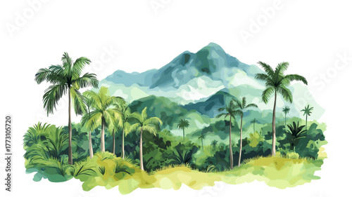 Avila National Park. Avila National Park hand drawn watercolor illustration