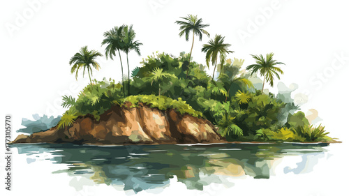 Devil Island - Iles du Salut. Devil Island - Iles du Salut hand drawn watercolor illustration