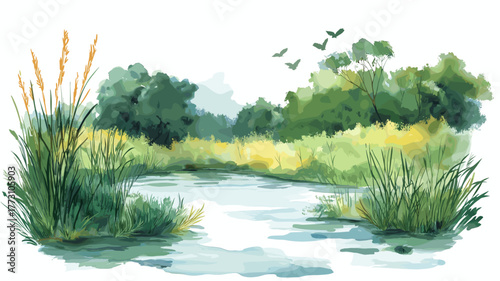 Nacunday National Park. Nacunday National Park hand drawn watercolor illustration