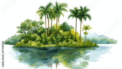 Pantanal Wetlands - Mato Grosso. Pantanal Wetlands - Mato Grosso hand drawn watercolor illustration