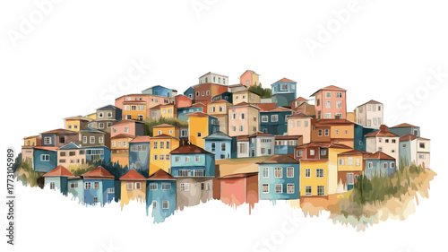 Valparaiso. Valparaiso hand drawn watercolor illustration